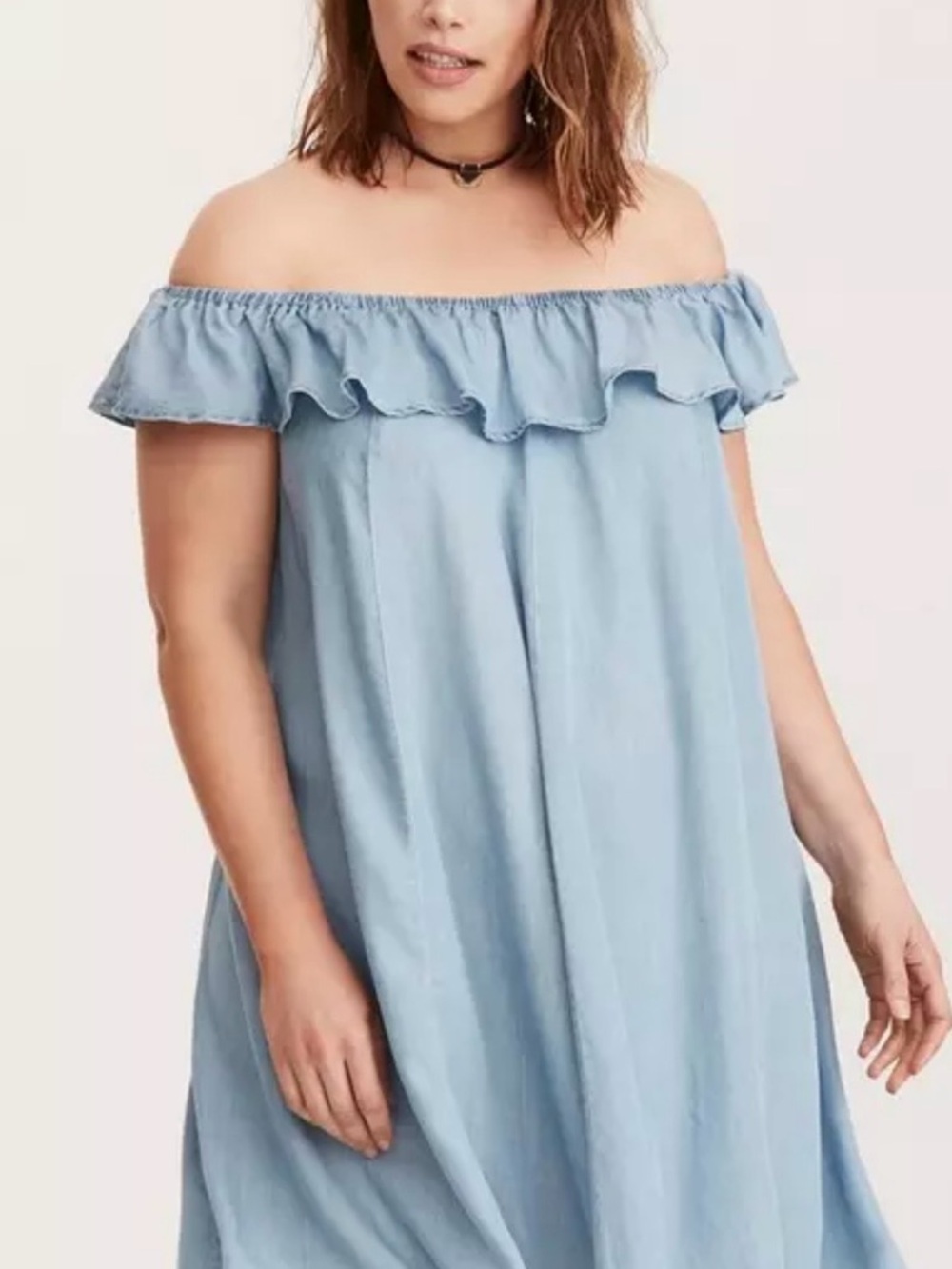 Torrid Light Blue Off-Shoulder Midi Dress Denim